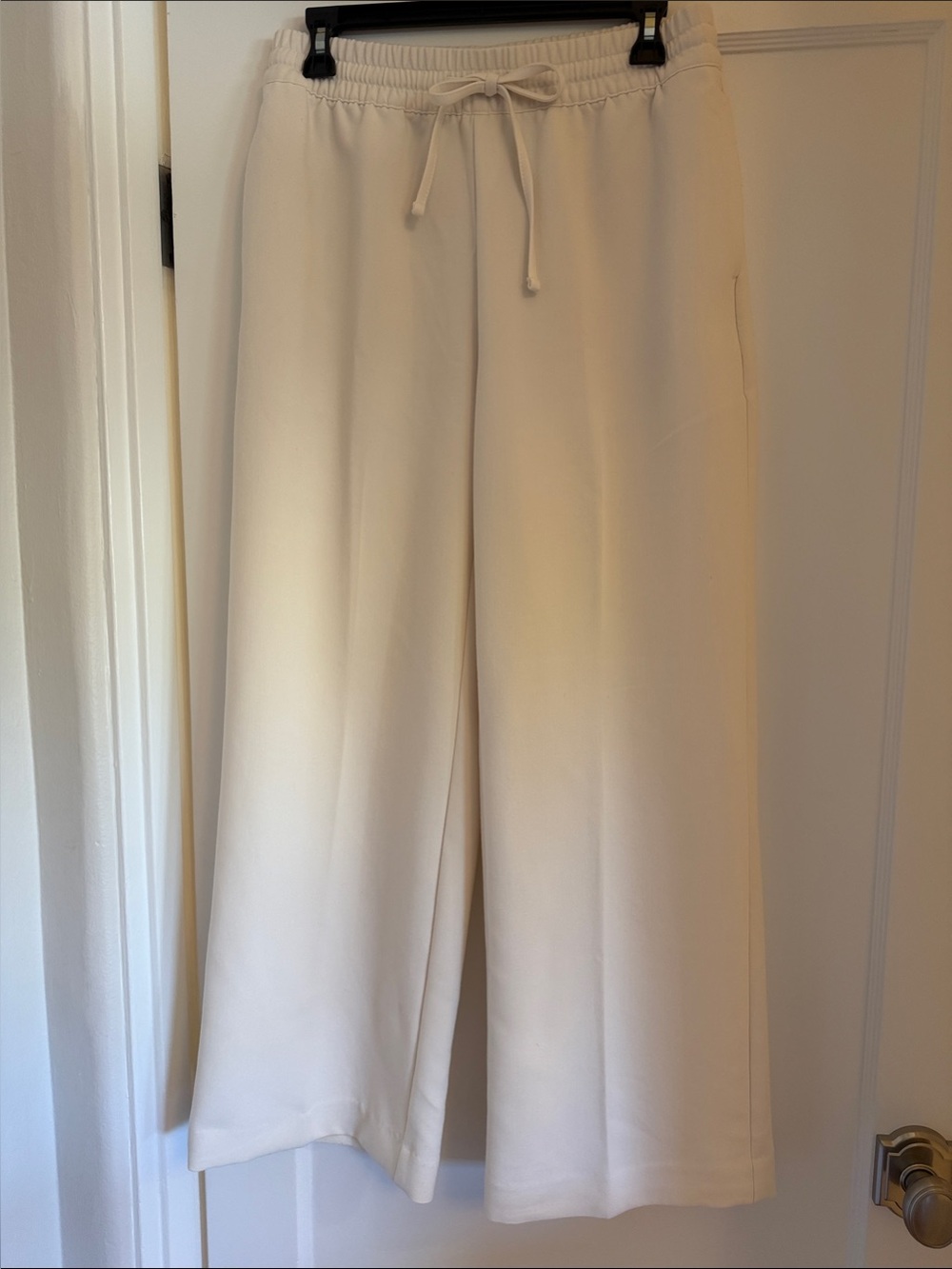 Banana Republic Wide-Leg Straight Leg Drawstring Pants in Cream